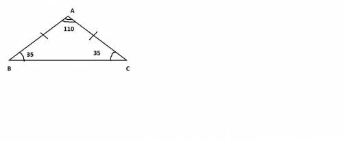 One angle of an isosceles triangle measures 110°. which other angles could be in that isosceles tria