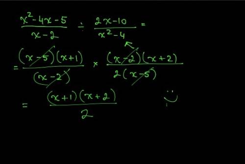 X^2-4x-5/x-2 divided by 2x-10/x^2-4