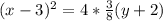 (x-3)^2=4*\frac{3}{8}(y+2)