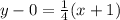 y-0=\frac{1}{4}(x+1)