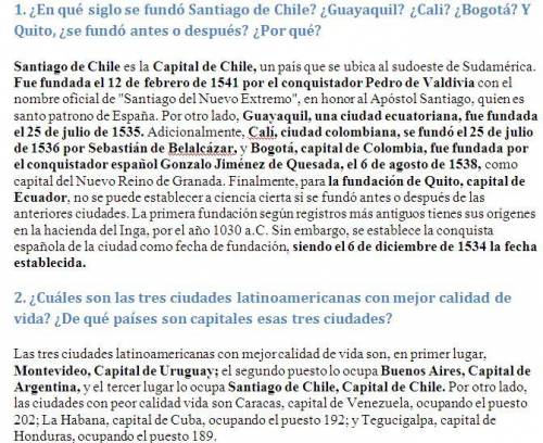 ¿en qué siglo se fundó santiago de chile?  ¿guayaquil?  ¿cali?  ¿bogotá?  y quito , ¿se fundó antes