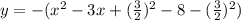 y=-(x^2-3x+(\frac{3}{2})^2-8-(\frac{3}{2})^2)