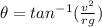 \theta = tan^{-1} (\frac{v^2}{rg})