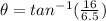 \theta=tan^{-1}( \frac{16}{6.5})