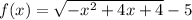 f(x) = \sqrt{-x^2+4x+4} - 5