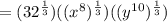 =(32^{\frac{1}{3}})((x^8)^{\frac{1}{3}})((y^{10})^{\frac{1}{3}})