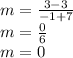 m=\frac{3-3}{-1+7}\\m=\frac{0}{6}\\m=0