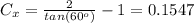 C_x=\frac{2}{tan(60^o)}-1=0.1547