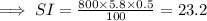 \implies SI = \frac{800 \times 5.8 \times 0.5}{100}  =  23.2