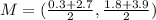 M=(\frac{0.3+2.7}{2}, \frac{1.8+3.9}{2})