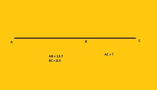 Bis between a and c, ab = 13.7 and bc = 8.3. find ac. ac = 17 ac = 22 ac = 20 ac = 19