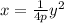 x= \frac{1}{4p} y^2