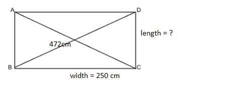 Someone  solve with work. much  a rectangular sheet of metal is 250 cm wide and has a diagonal of 47