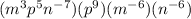 (m^3p^5n^{-7})(p^9)(m^{-6})(n^{-6})