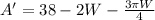 A'=38-2W-\frac{3\pi W}{4}