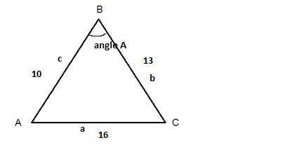 Triangle abc, side ab = 10, side ac = 13, and side bc = 16. what is the measure of the largest angle