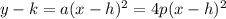 y-k=a(x-h)^2=4p(x-h)^2