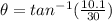 \theta =tan^{-1}(\frac{10.1}{30})