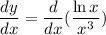 \dfrac{dy}{dx}=\dfrac{d}{dx}(\dfrac{\ln x}{x^3})