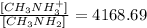 \frac{[CH_3NH_3^+]}{[CH_3NH_2]}=4168.69