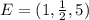 E=(1,\frac{1}{2},5)\\