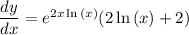 \dfrac{dy}{dx} = e^{2x\ln{(x)}}(2\ln{\left (x \right )} + 2)