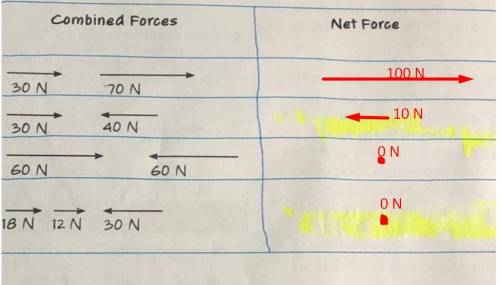 Calculate net forces.draw an arrow to show direction.