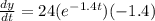 \frac{dy}{dt} =24(e^{-1.4t})(-1.4)