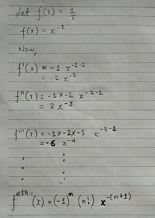 What is the nth derivative of tex]\frac{1}{x}[/tex]?