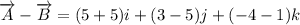 \overrightarrow {A}-\overrightarrow {B}=(5+5)i+(3-5)j+(-4-1)k