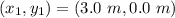 (x_1,y_1)=(3.0\ m,0.0\ m)