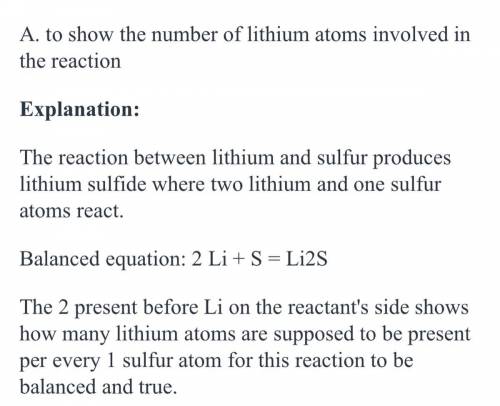 The chemical equation given below represents the chemical reaction between lithium (li) and sulfur (