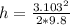 h = \frac{3.103^2}{2 * 9.8}