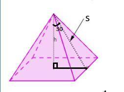 Aregular square pyramid has base edges of length 16 and its lateral faces are inclined 30­° to the b