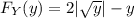 F_Y (y) = 2 |\sqrt{y}| -y