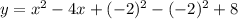 y=x^2-4x+(-2)^2-(-2)^2+8