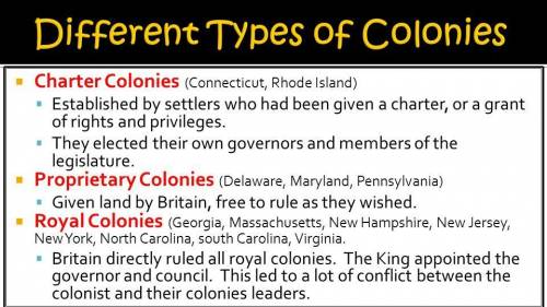How were charter colonies different from the other colonies? .