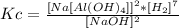 Kc=\frac{[Na[Al(OH)_4]]^2*[H_2]^7}{[NaOH]^2}