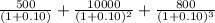 \frac{500}{(1+0.10)} +\frac{10000}{(1+0.10)^2} +\frac{800}{(1+0.10)^3}