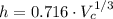 h = 0.716\cdot V_{c}^{1/3}