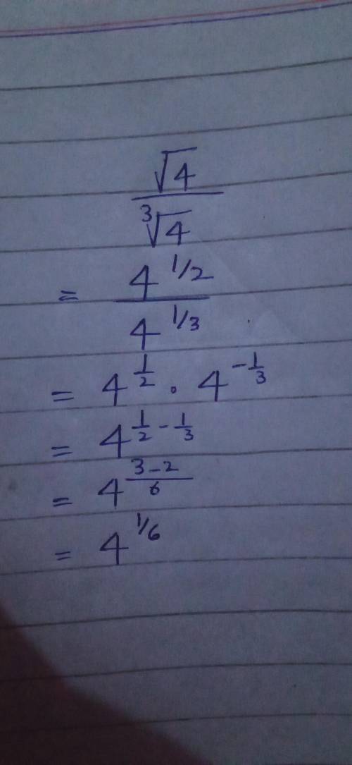 Simplify  answer choices:  4^5/6 4^3/2 4^1/6 4^1/3