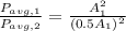 \frac{P_{avg,1} }{P_{avg,2} } = \frac{A_{1} ^{2} }{(0.5A_{1} )^{2} } }