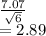 \frac{7.07}{\sqrt{6} } \\= 2.89