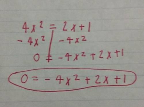 Ineed this in the quadratic formula. i need to turn this equation to make it equal zero or   me by s