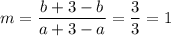 m=\dfrac{b+3-b}{a+3-a}=\dfrac{3}{3}=1