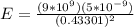E=\frac{(9*10^9)(5*10^{-9})}{(0.43301)^2}