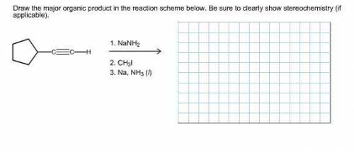Draw the major organic product in the reaction scheme below. be sure to clearly show stereochemistry