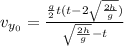 v_{y_0} = \frac{\frac{g}{2}t(t - 2\sqrt{\frac{2h}{g}})}{\sqrt{\frac{2h}{g}} - t}