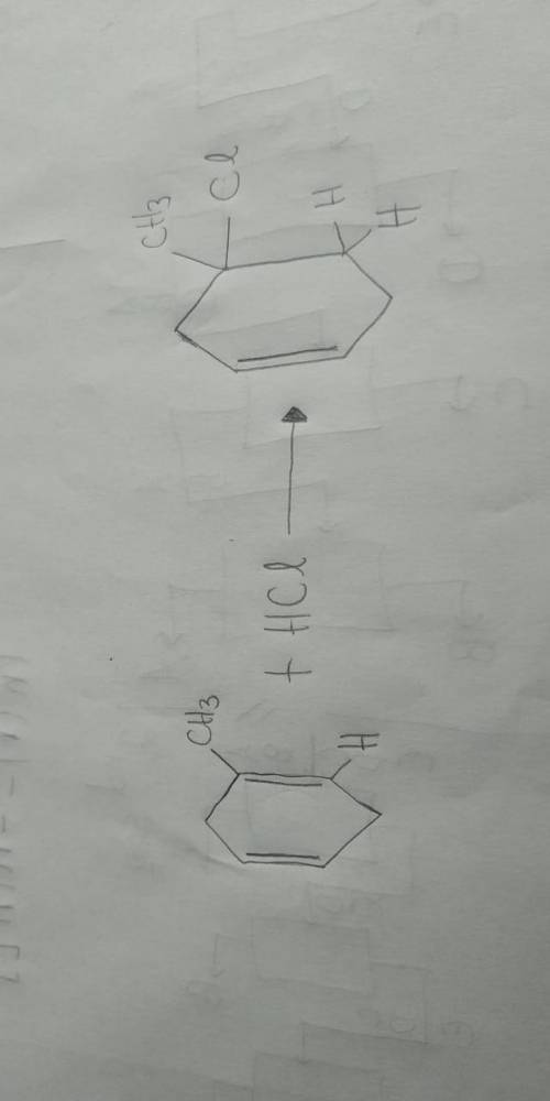 Draw the product formed when the following diene is treated with one equivalent of hcl. do not show