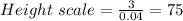 Height\ scale = \frac{3}{0.04} = 75